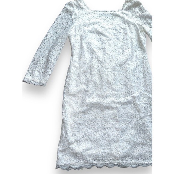 Womens White Lace Dress Formal Size 14 Short Simple Wedding Dress - Picture 7 of 16